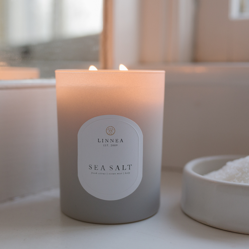 Sea Salt 2 wick Candle One of our bestsellers LINNEA